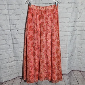 Loft Womens M Pink Red Floral Maxi Skirt Sample Long Casual Lightweight *SAMPLE* - Picture 1 of 7