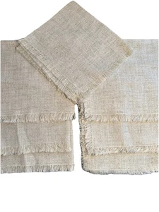 "Lote de 7 servilletas de lino con bordes con flecos de aspecto de arpillera para granja natural 16""x16""" - Imagen 1 de 11