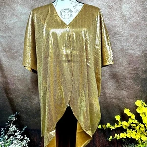Shavonne Dorsey Silvia Sequin Kimono/Topper - Gold - size L - Picture 1 of 16