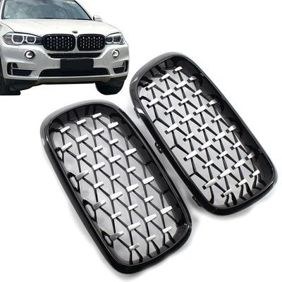 Car Front Black Grille Chrome Diamond Meteor Grill Fit for BMW X5 F15 2014-2016 Foto 1 de 4