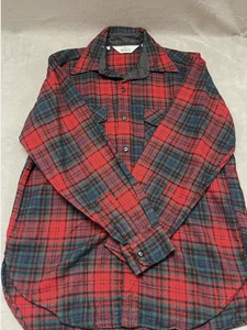 Vintage Woolrich Shirt Mens Large Red Green Plaid Flannel Button Up Quilted 90s - Picture 1 of 5