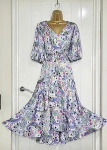 Paisley Print Light Satin Summer Dress Size18 - Picture 1 of 7