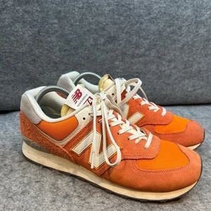 New Balance 574 Orange Suede Mesh Retro Running Shoes Sneakers Men's Size 10 - Picture 1 of 9