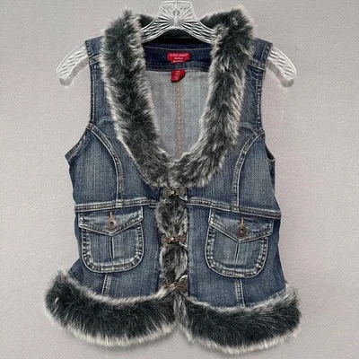 Chaleco vaquero vintage Y2K Guess Jeans con ribete de piel sintética talla grande Foto 1 de 4