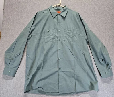 Camisa de trabajo Red Kap Touchtex para hombre 2XL verde oliva abotonada resistente a las arrugas Foto 1 de 4