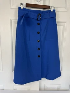 Falda azul Ann Taylor talla 2 abotonada, línea A con cinturón - Imagen 1 de 6