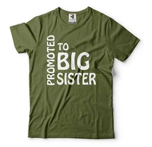 Promoted To Big Sister T-Shirt Big Sister Baby Announcement Shirt Big Sister Tee - Picture 1 of 8