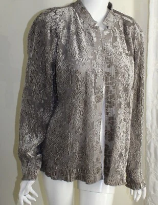 Chico's Sz 3 XL Gray Gorgeous Velvet Burnout Open Topper Jacket Blazer Funky - Image 1 of 4