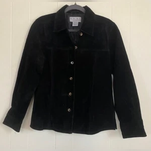Real Comfort Jacket Women’s 10 Black 100% Leather Suede Coastal Cowgirl - Picture 1 of 5