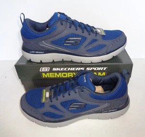 Skechers Mens Memory Foam Navy Lace Up Trainers Casual Shoes New UK Size 9