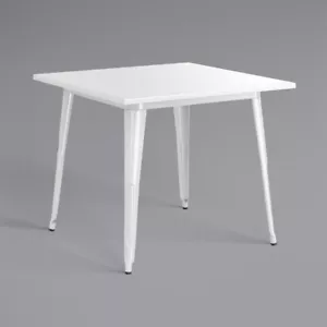 36'' Square White Metal Indoor or Outdoor Restaurant Patio Table - Cafe Table - Picture 1 of 6