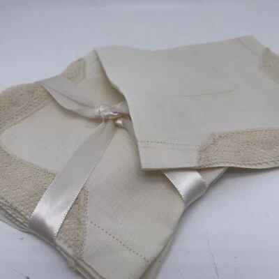 4 Vintage cream handkerchiefs 12” square - Image 1 of 4