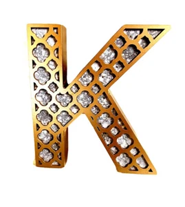 Freestanding Wood Letter "K" Golden Metallic Finsh 7 3/4" Home Office Desk Top - Picture 1 of 10