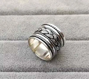 925 Sterling Silber breites Band & Spinner Meditation Handarbeit Ring für Männer & Frauen - Bild 1 von 6