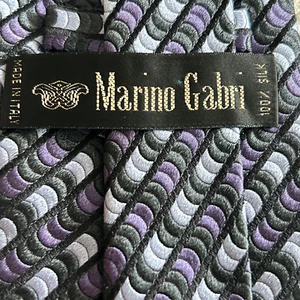 Marino Gabri Purple, Silver and Black Quilted Textured 100% Silk Tie Italy - Picture 1 of 4