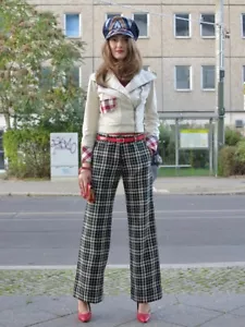 Killah Wollhose Damenhose kariert schwarz weiß 00er True VINTAGE 90s trousers 38 - Bild 1 von 12