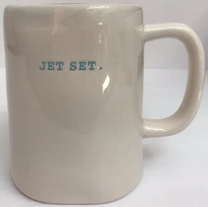 Magenta RAE DUNN Mug Artisan Collection “Jet Set” Coffee Mug  Typewriter Font  - Picture 1 of 6