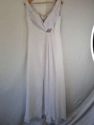 Imoda White Chiffon Sweetheart Off Shoulder Beaded Crystal Wedding Dress Sz 14 — 第 1/4 张图片