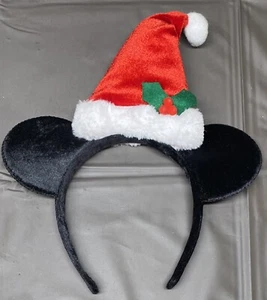 Orecchie Disney Topolino con Cappello di Babbo Natale Fascia Agrifoglio Natale - Foto 1 di 8