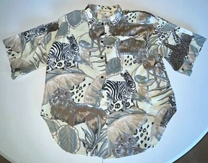Rhapsody Woman’s Sz 42 Beige Jungle Short Sleeve Blouse - Picture 1 of 3