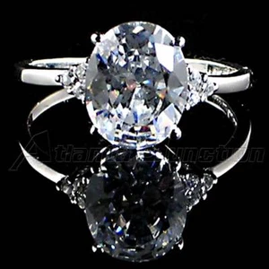 OVAL *RADIANT CUT*_ CLEAR CZ SOLITAIRE RING_SZ-5__925 STERLING SILVER-NF - Picture 1 of 4