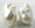 Huge 14x20mm White Natural Freshwater Keshi Reborn Baroque Pearl Earrings AAA