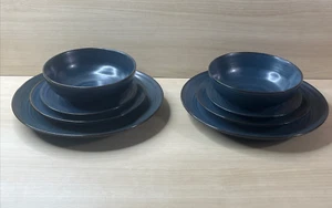222 Fifth Studio Stoneware Midnight Blue Lot Two (2) 5 Piece Place Settings - Picture 1 of 20