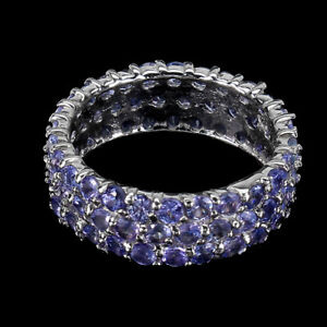 Round Tanzanite 2.5mm Gemstone 925 Sterling Silver Jewelry Ring Size 9