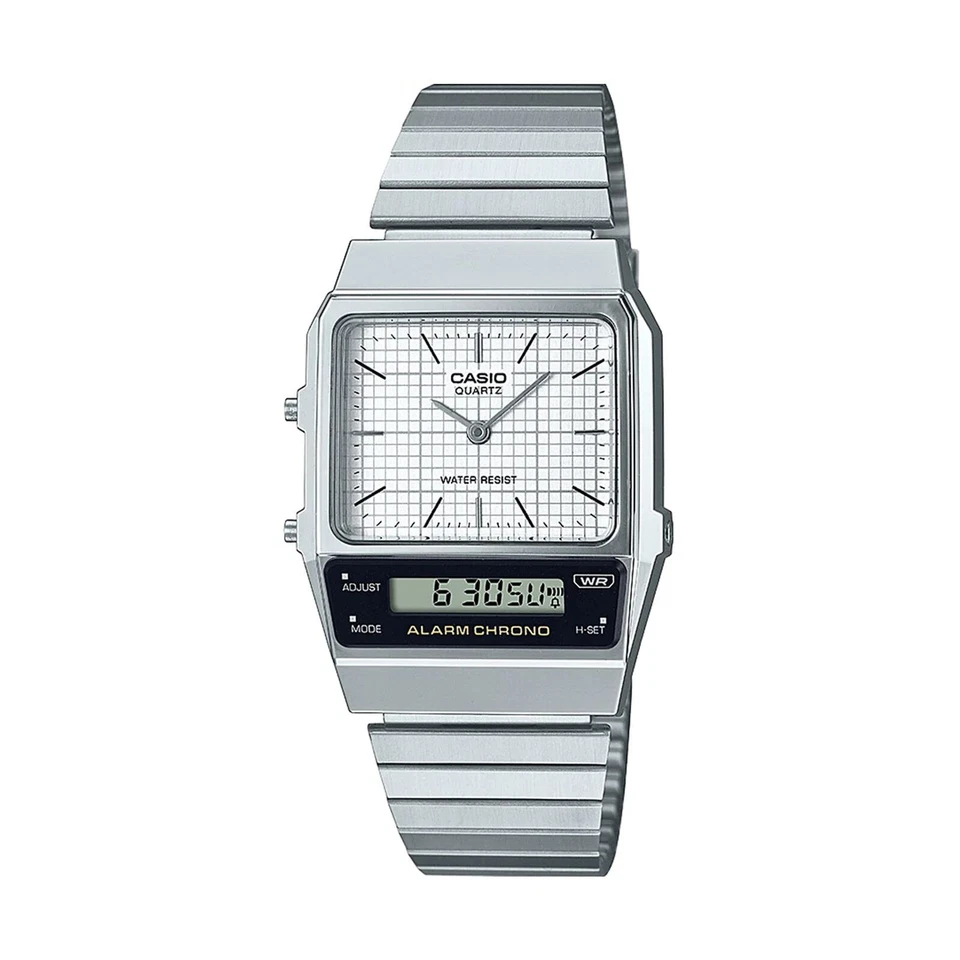 Casio Vintage AQ-800E-7A Silver Stainless Steel Analog & Digital Women Watch