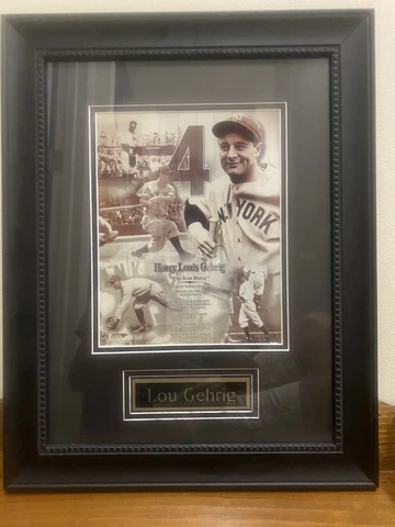 Lou Gehrig New York Yankees #4 Framed Photo Picture and Plaque 14.5" x 18.5" Cover