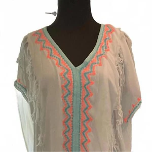 Poncho/Copricostume da spiaggia donna in nappa bohemien - - Foto 1 di 3