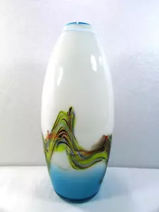 Studio Art Murano Style Frosted Glass Multicolor Spiral Vase LARGE 12" Tall - Picture 1 of 13