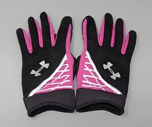 Under Armour Womens Fleece Run Black Pink Gloves Touchscreen Onesize