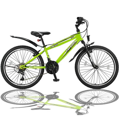 26 Zoll Fahrrad Shimano 21Gang 26" Mountainbike mit Licht und Gabelfederung Grün - Bild 1 von 4