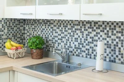 Kunststein Rustikal Mosaikfliese Resin grau schwarz anthrazit silber creme beige - Bild 1 von 4