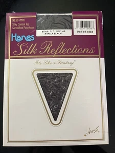 Vintage Hanes SILK REFLECTIONS Control Top Pantyhose Barely BlackColor Size AB - Picture 1 of 5