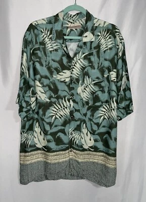 Fieldmaster Hombre Grande Azul Verde Hawaiano Manga Corta Bolsillo Abotonado Foto 1 de 4