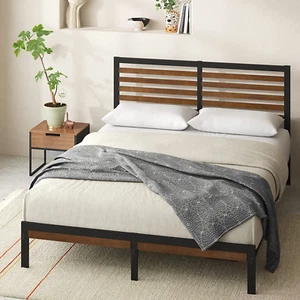 Kai Bamboo and Metal Platform Bed Frame with Headboard, No Box Spring Needed, Ea - Picture 1 of 12