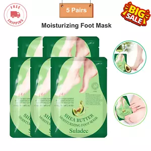 Moisturizing Foot Mask, Shea Butter & Goat Milk, Hydrating for Dry Feet, 5 Pairs - Picture 1 of 9