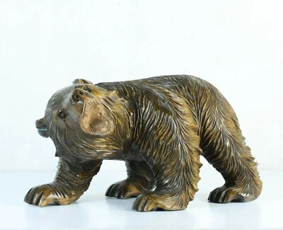 Vintage Fine Quality Japanese Carved Wooden Bear Prowling & Growling, Width 35cm - Image 1 of 4