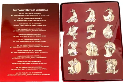 Harvey Lewis Twelve Days of Christmas Silver Plated Swarovski Crystal Ornaments - Image 1 of 4
