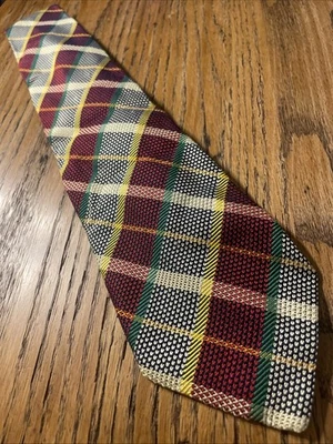 Corbata para hombre usada en excelente estado Luciano Barbera brillante gruesa seda argyle hecha en Italia Foto 1 de 4