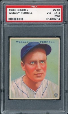 1933 Goudey #218 Wesley Ferrell PSA 4 (MK) VG-EX - Great Color - Image 1 of 2