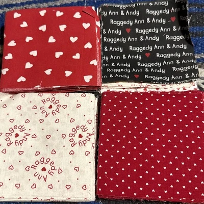 Raggedy Ann Cotton Fabric Squares 4 " X 4 " Lot Of Approx 266.   Rag Quilt - Image 1 of 4