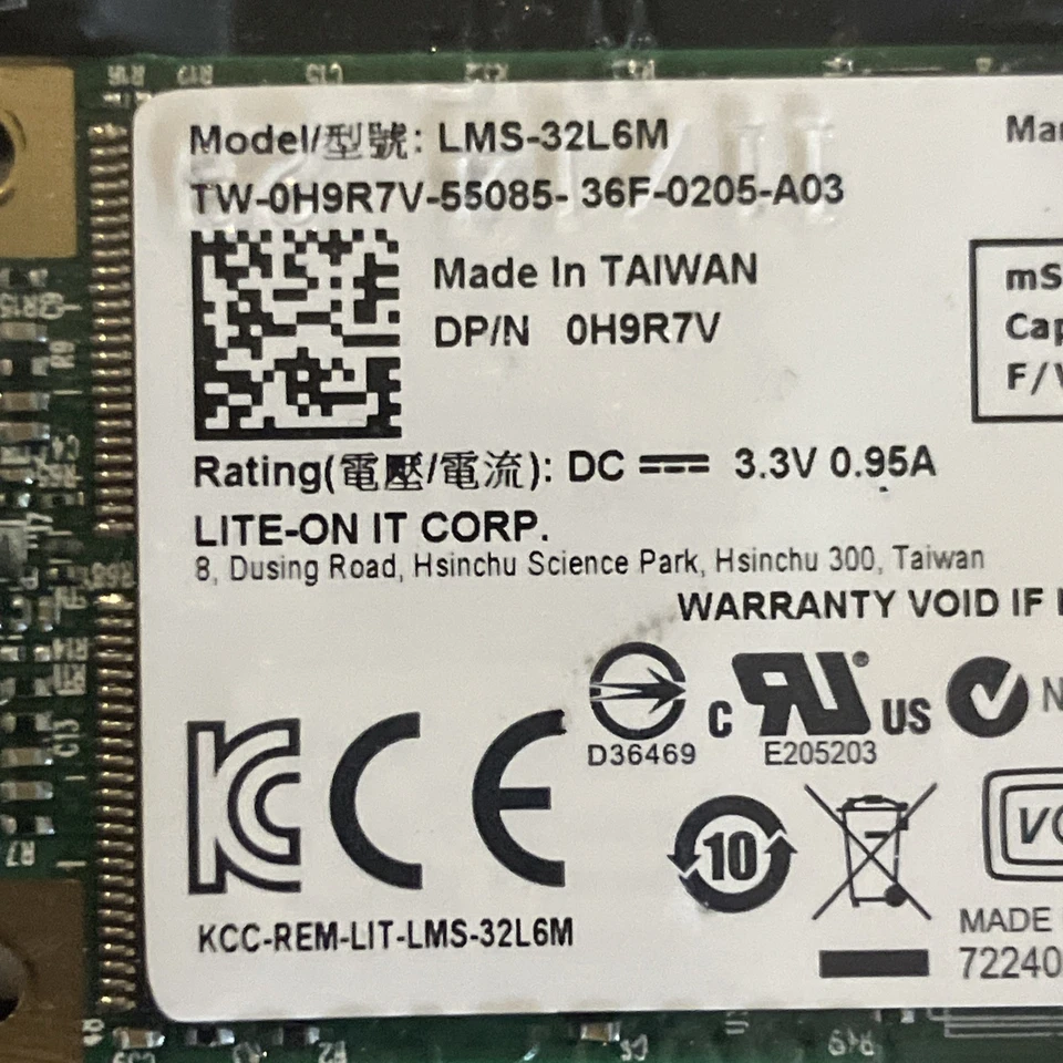 New Boxed mSATA 32GB SSD Lite On LMS-32L6M Thin 32GB DP/N 0H9R7V - Image 1 of 1