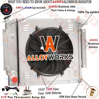 4 Row Radiator+Shroud Fan for 1970-81 International Harvester Scout II 5.0L V8 Foto 1 de 4