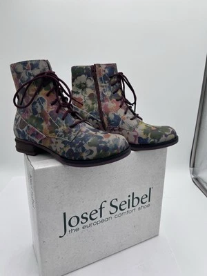 Botas Josef Seibel para mujer con estampado floral con cordones y cremallera de piel sintética EU 36 US 5/5.5 Foto 1 de 4