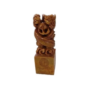 VINTAGE CHINESE dragon Stamp,HandCarved Jade Seal SCULP 4½ H X 1½ W - Picture 1 of 11