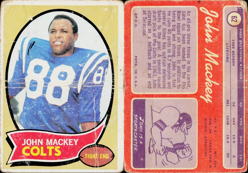 1970 Topps Football Card #62 John Mackey - Image 1 of 1