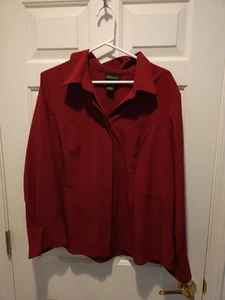 Lane Bryant Button Down Red Blouse Dress Shirt Sz 14/16 - Picture 1 of 4